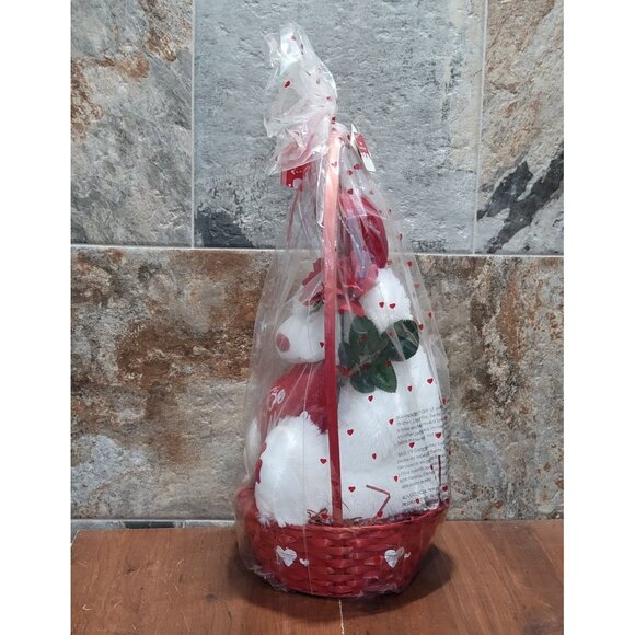 Valentines Day Gift Be Mine Bear Plush Love Heart in Gift Basket Stuffed Animal - Picture 14 of 16